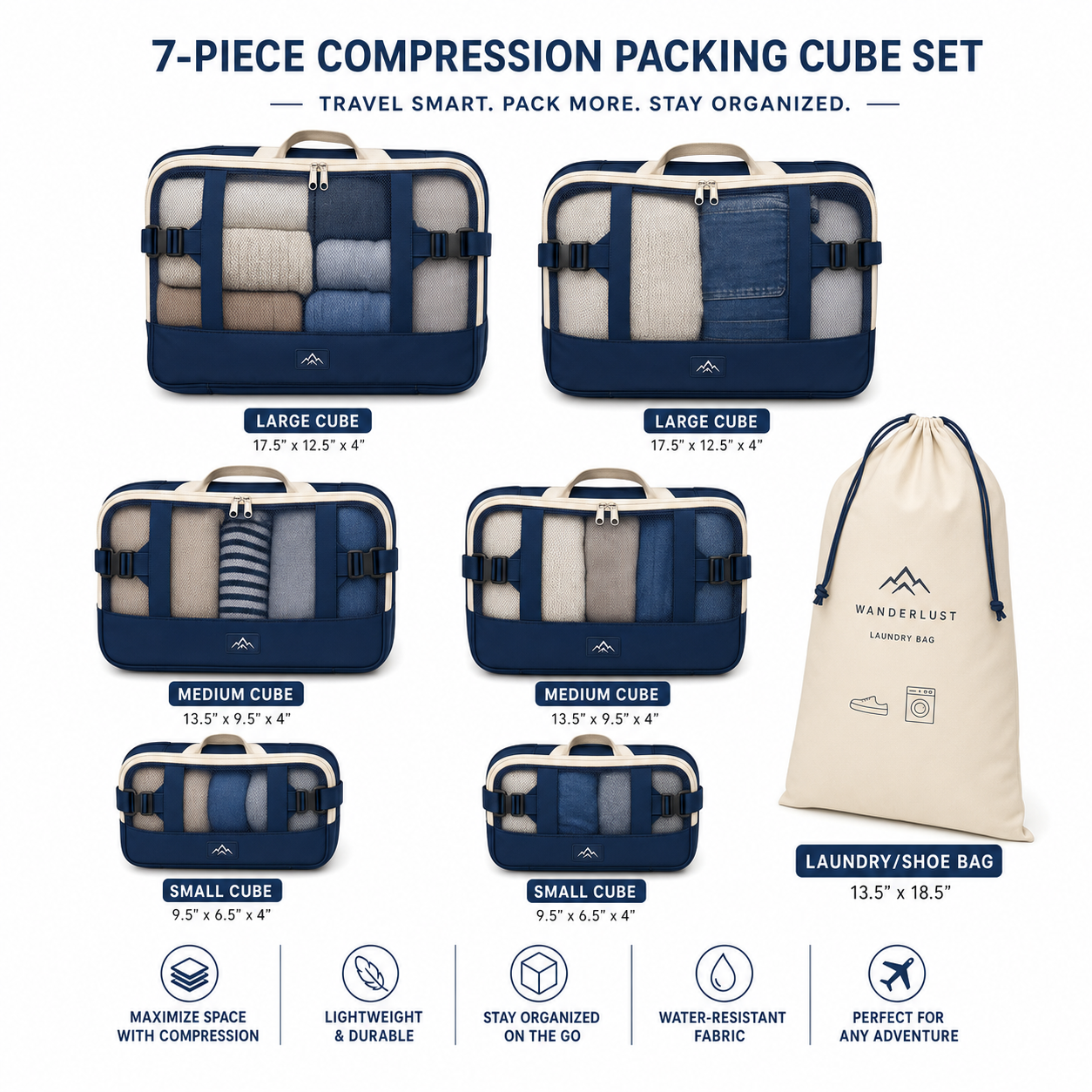 Travel Wash packing cubes set – hero shot