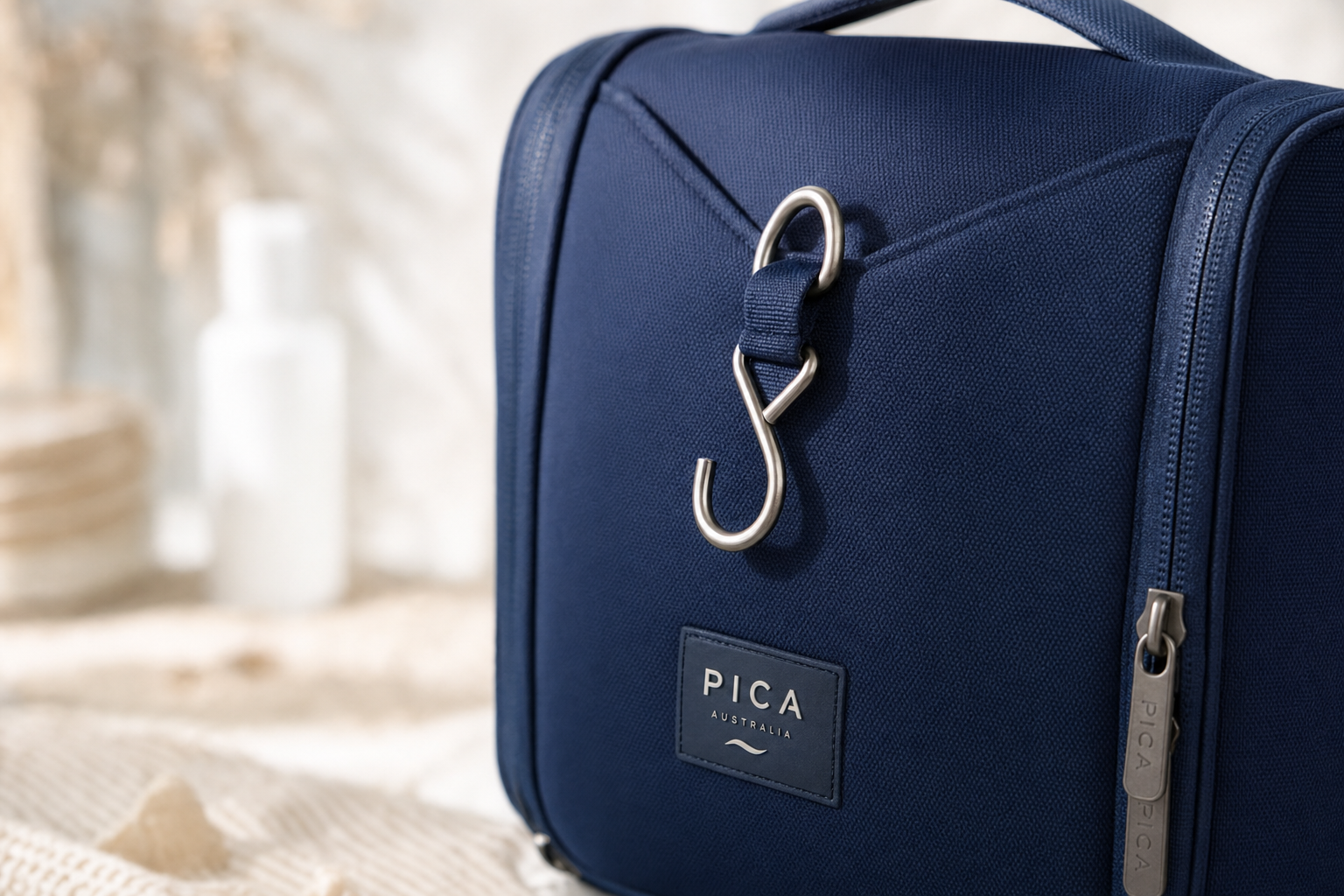 Close-up detail of Travel Wash toiletry bag compartments