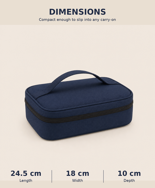 Travel Wash Cable Organiser dimensions 24.5 x 18 x 10 cm