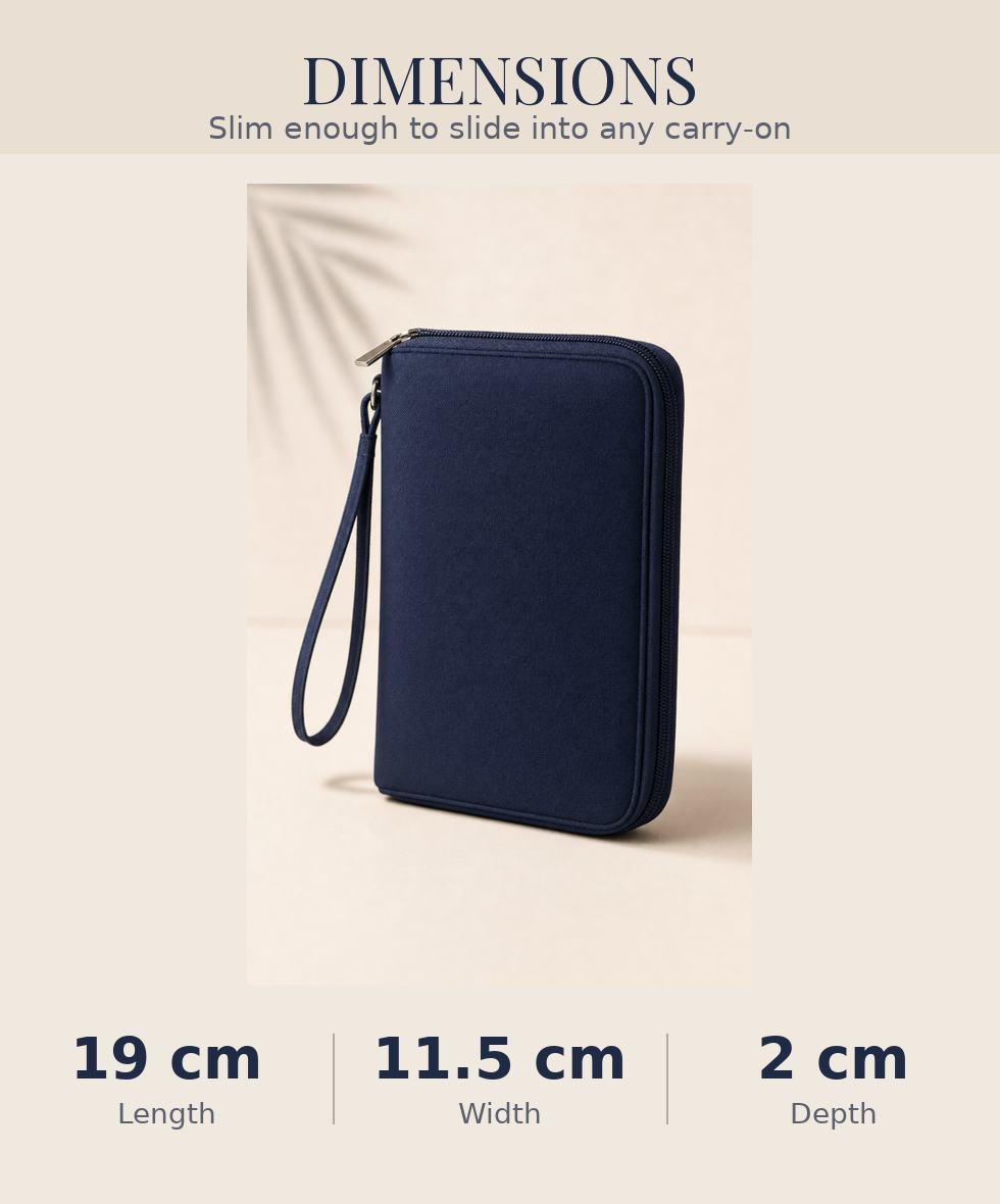 Travel Wash Family Passport Holder dimensions 19 x 11.5 x 2 cm