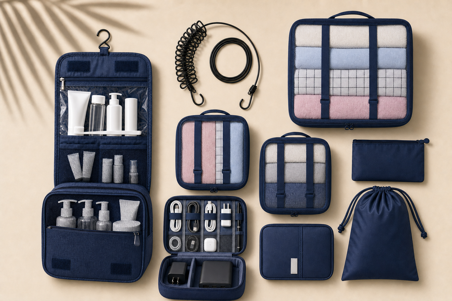 Travel Wash Mega Kit complete travel set in navy